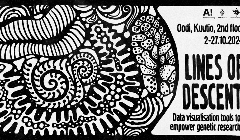 Graphical advertisement of the Lines of Descent exhibition.