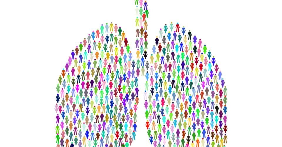 Lungor gjorda av små färgglada mänskliga figurer.