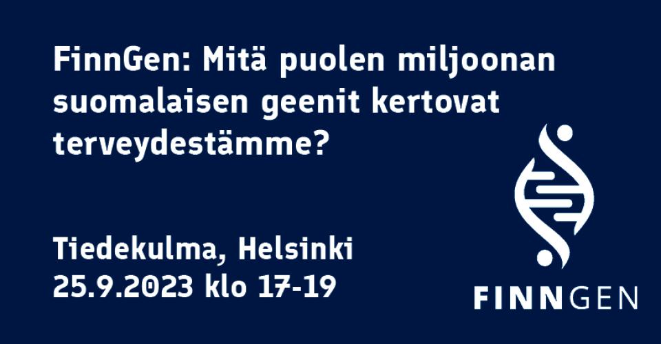 Välkomsthälsning och FinnGens logo