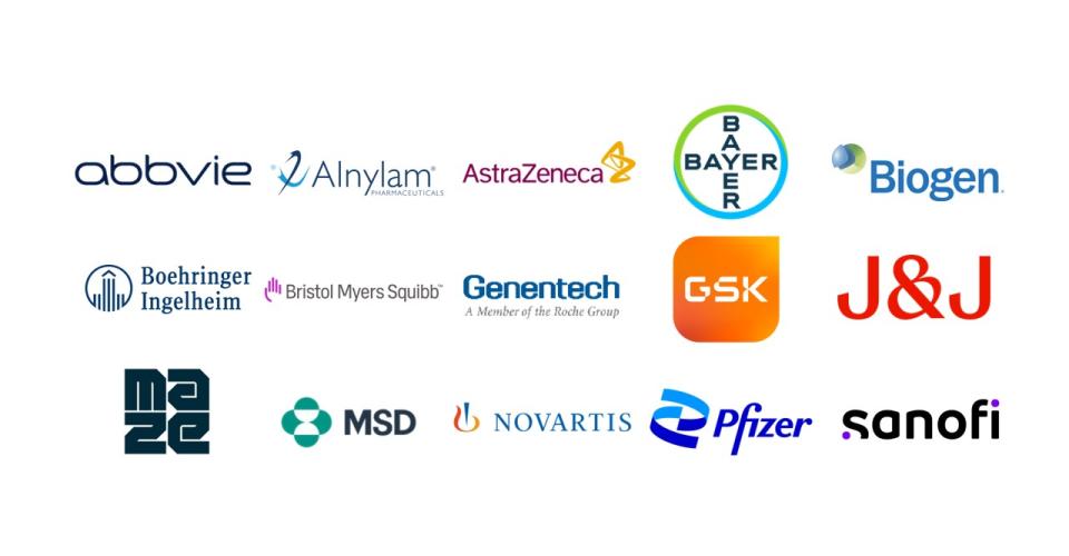 Logotyper för alla 15 företagspartners.