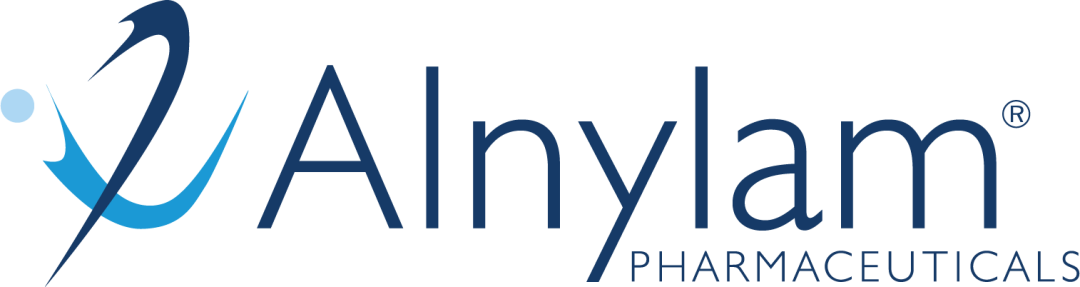 Alnylam Pharmaceuticals logo featuring a stylized geometric spiral-like symbol to the left of the company name written in clean, modern typography