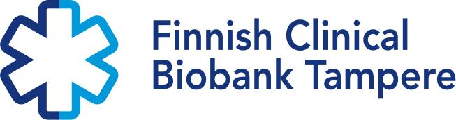 Logo of Tampere Biobank featuring a modern biomedical design with the organization name ‘Tampere Biobank’ in clean typography, accompanied by an abstract symbol representing health research and biobank collaboration