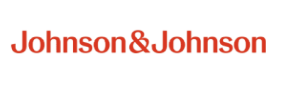 Johnson & Johnson-logotypen med företagets namn skrivet i röd, handskriven stiliserad typografi utan symboler