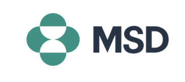 MSD-logotypen med företagets namn i blå modern sans-serif-typografi och en stiliserad cirkulär symbol som består av böjda former som representerar vetenskap och hälsa