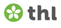 THL-logotypen med ‘THL’ i grön typografi och en stiliserad grön cirkulär symbol som representerar hälsa och forskning