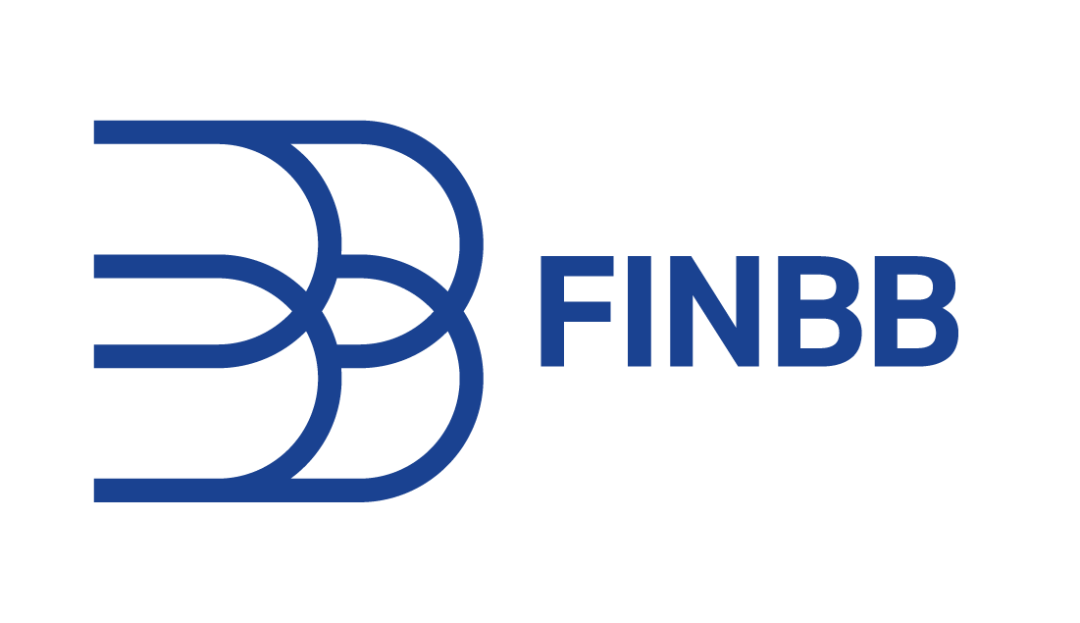 FINBB logo written by blue as well as the icon on the left side of the text is blue